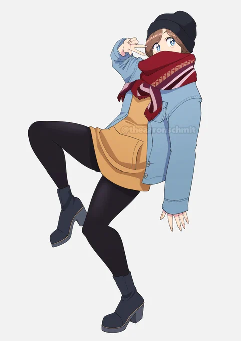 My girlfriend tried doing a JoJo pose, and she was so cute that I couldn't resist drawing her. 