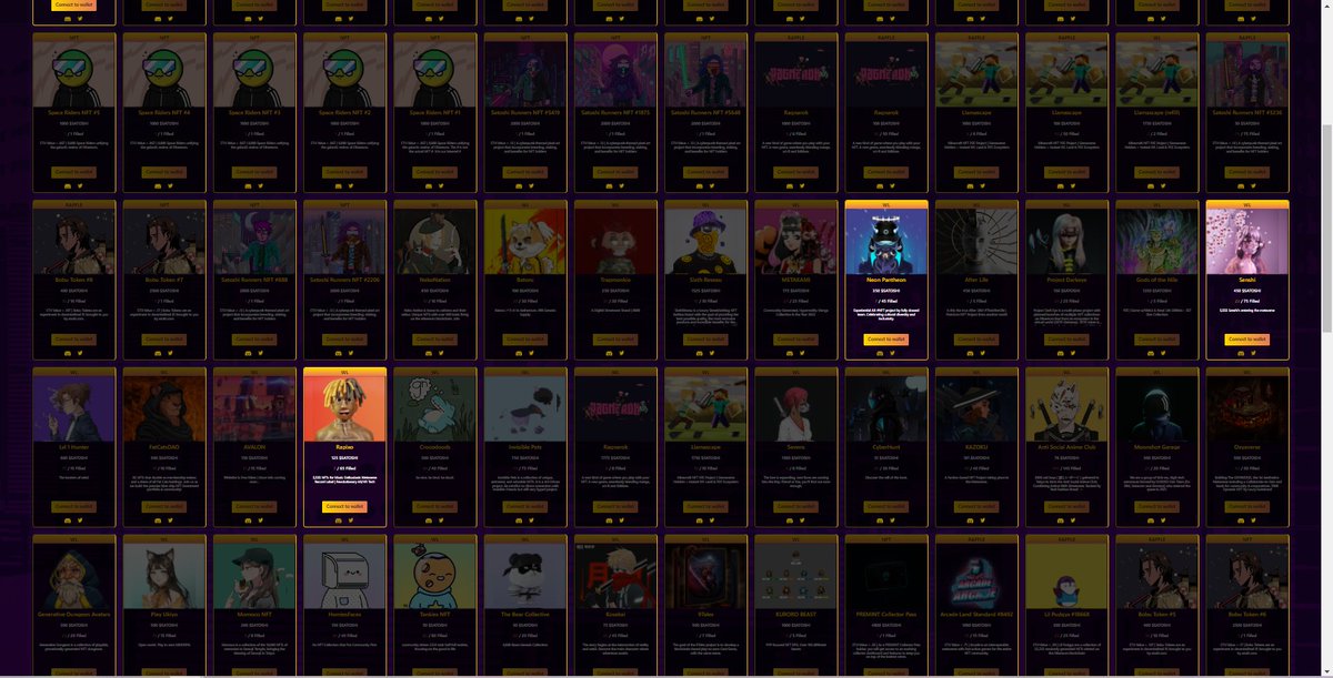 Here are a few projects we've listed in the $SATOSHI Marketplace this week: 💜

@RagnarokMeta 
<a href="/LlamascapeNFT/">Rebranded to NuCyber.</a> 
<a href="/nekonationNFT/">Neko Nation</a> 
<a href="/TrapMonkie/">TrapMonkie™</a> 
<a href="/SixthReseau/">réseau</a> 
<a href="/SenshiiNFT/">Senshi - Multiverse World Coming Soon</a> 
@InvisiblePetNFT 
<a href="/thesevens_7/">The Sevens</a> 

Stop wasting your time grinding for WL spots ❌

Join the blockchain takeover!👾