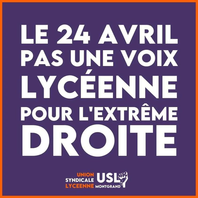MNLbdr's tweet photo. Le 24 avril pas une voix lycéenne pour l'extrême droite ! https://t.co/uREKgozNRV