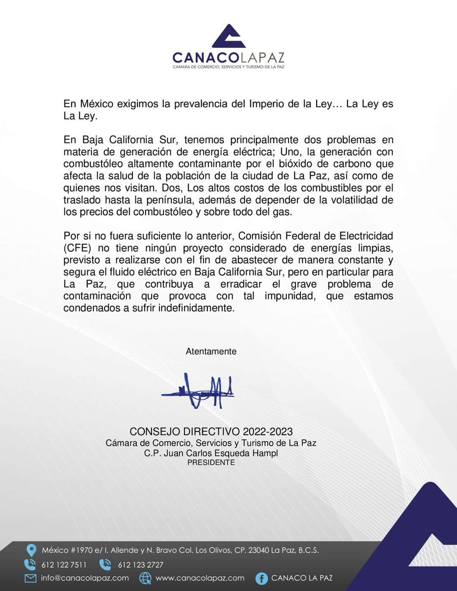 En México exigimos la prevalencia del Imperio de la Ley… La Ley es La Ley
#CanacoLaPazbcs #LaPazbcs
#concanaco
m.facebook.com/story.php?stor…