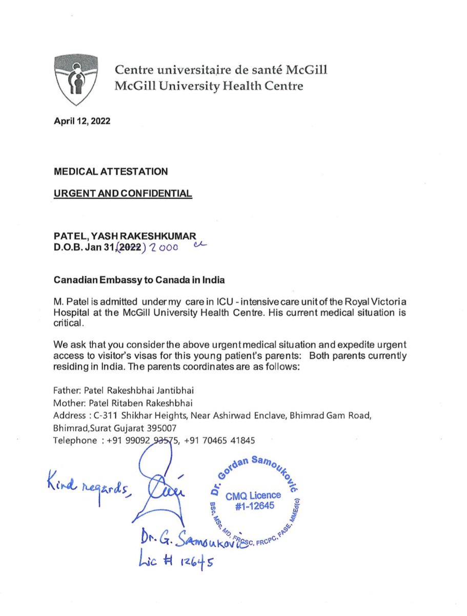 anki135's tweet photo. Yash Patel is suffering form #Kidney_Cancer in #canada &amp; Admitted in ICU. His parents Need #urgent help for VISA proceedings. Please help🙏🙏

@CitImmCanada @SeanFraserMP @PradyumanJhala @PMOIndia @narendramodi @DrSJaishankar @_apoorvasri @Ajaybis @CanadainIndia @HCI_Ottawa https://t.co/SmEsMCvfFz