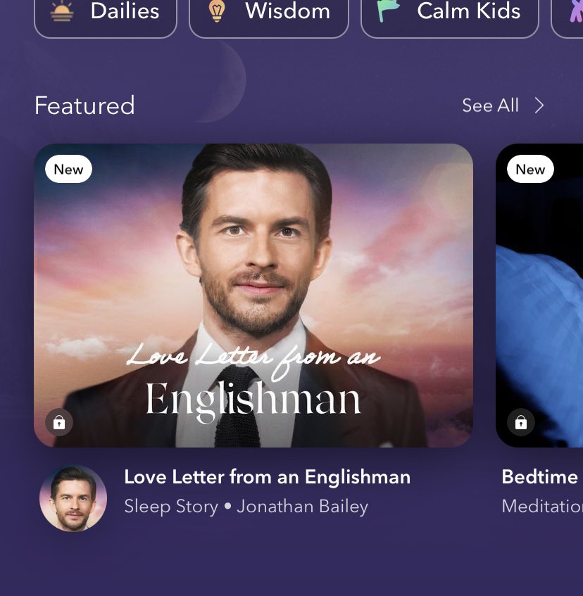 ViciousA's tweet photo. I see what the @calm app did there. Giving the Jonathan Bailey #Bridgerton lovers what they want. https://t.co/kiov2CFis7