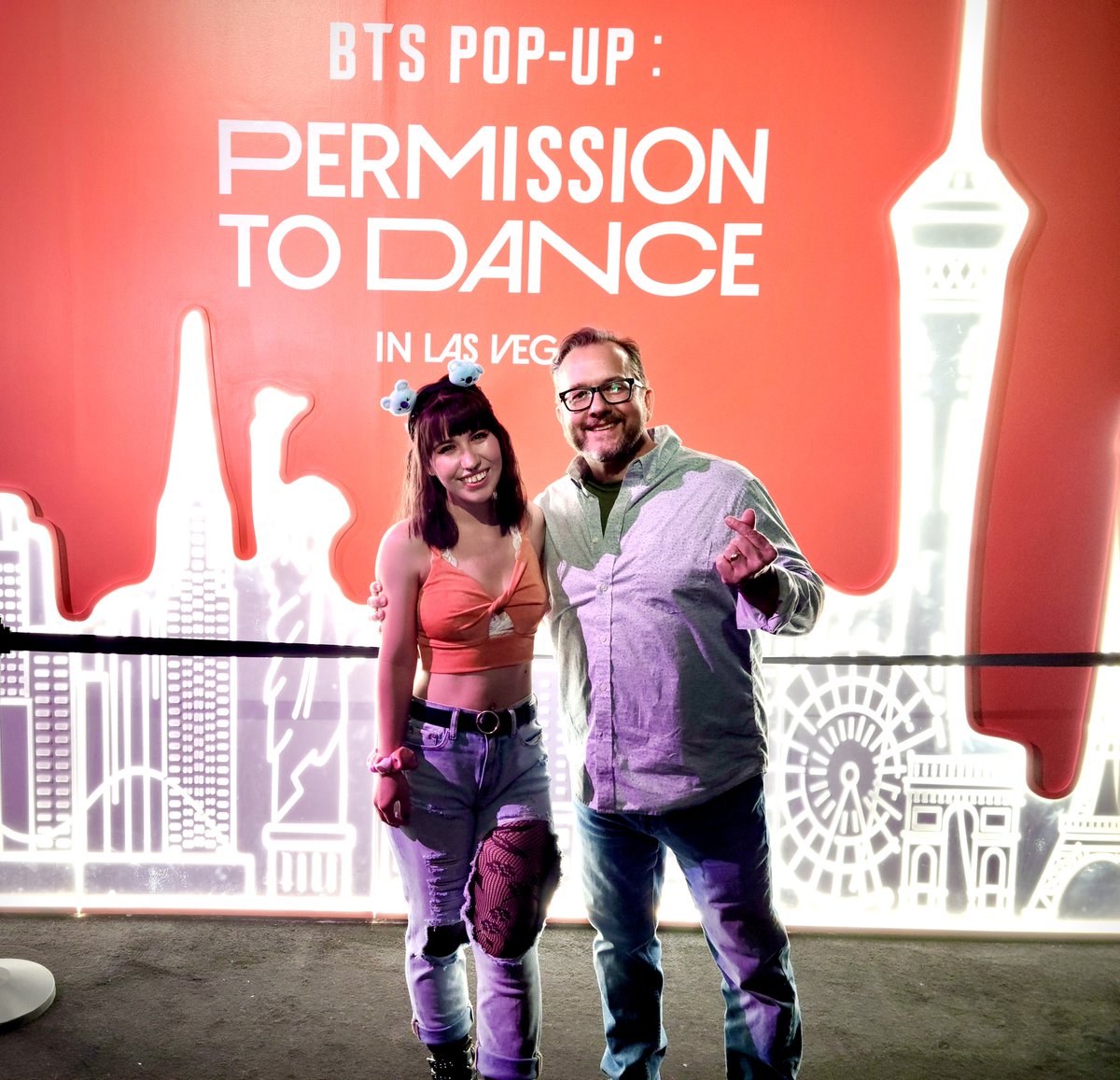 KpopDAD1's tweet photo. Dad and daughter together ready to see BTS... all is right for this moment in time. #BTS #PermissionToDanceOnStageLasVegas @BTS_twt https://t.co/ZO9SJx3V6s