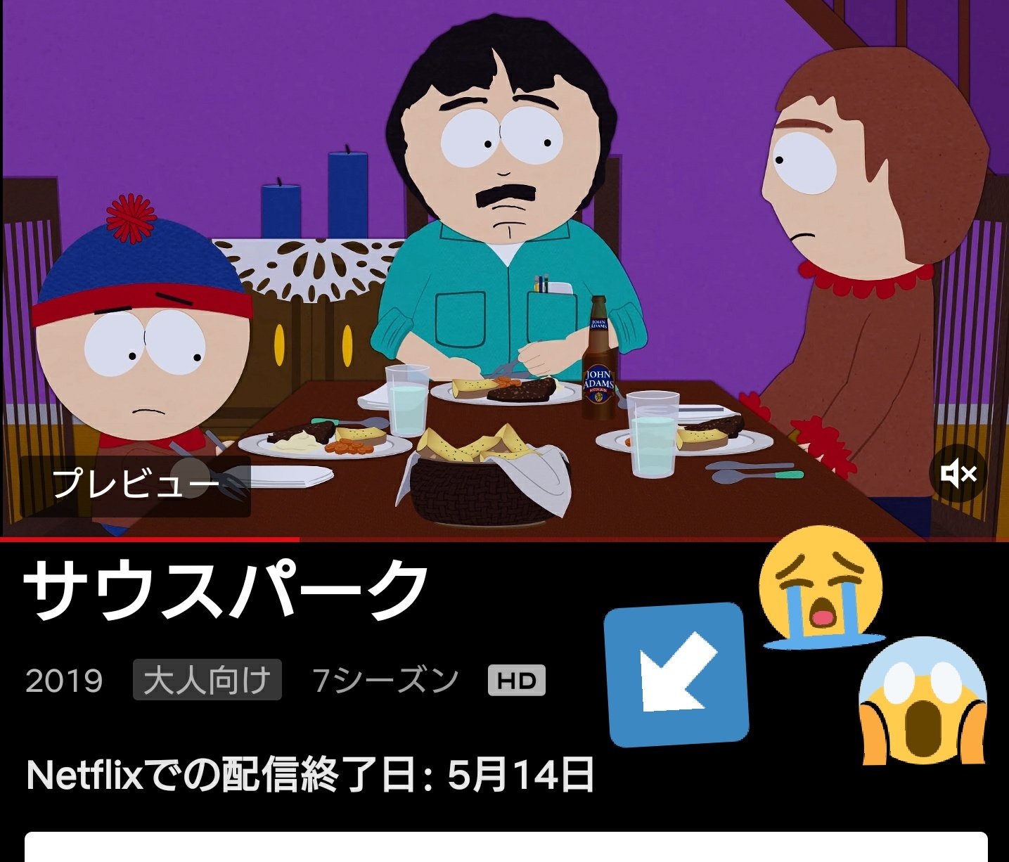 Jillcha サウスパーク Netflixでのサウスパークの配信が5月14日で終了 しかも1シーズン だけではなくて今配信中の全シーズンが終了 つまりもう日本語吹き替え版が全部観れなくなってしまう ネトフリさんよ 本当にそれだけはやめてほしかった ショック