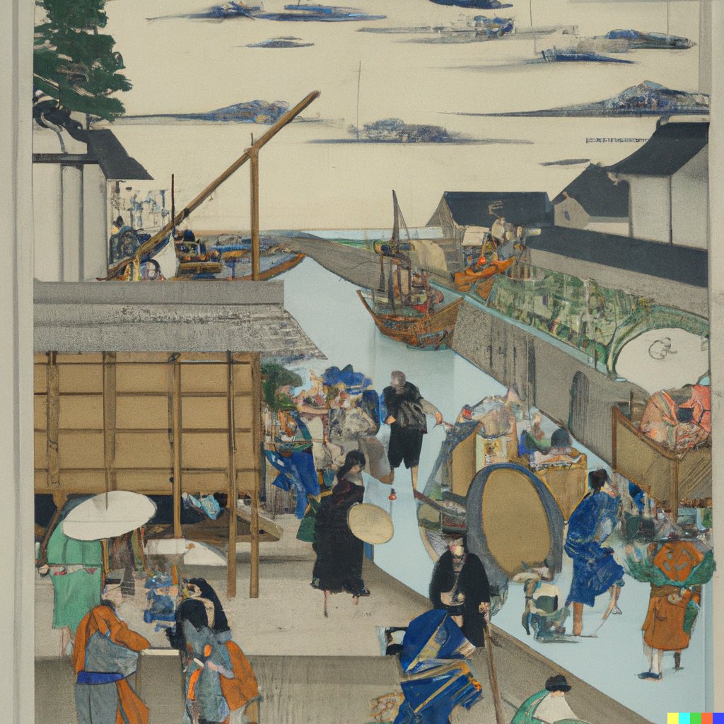 Merzmensch's tweet photo. Created with DALL·E 2 by @OpenAI
 
📝 "City life scenes from Heian epoch, market and passerbies, by Hiroshige"

🔎 besides the glitches and missing faces, looks stunning.

#DALLE // #dalle2 // #DALLEmerz https://t.co/GcLH9Sn4KY