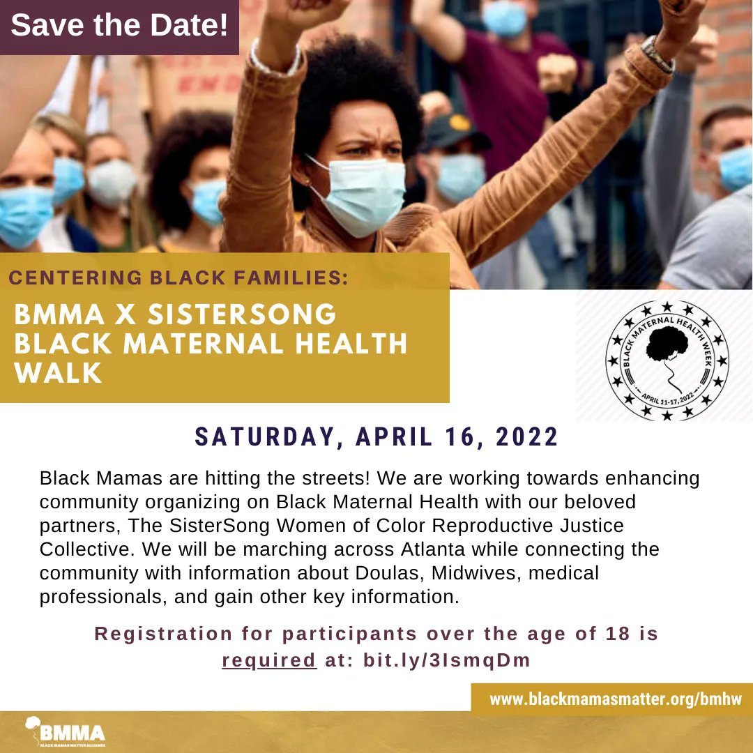 DoulaAtlanta's tweet photo. We are incorporating the frameworks of human rights, social justice, and feminist theories of intersectionality into our activism, outreach, and scholarship. Join us and @BlkMamasMatter tomorrow as we hit the streets for a march across Atlanta! https://t.co/G0QFbDR1rF