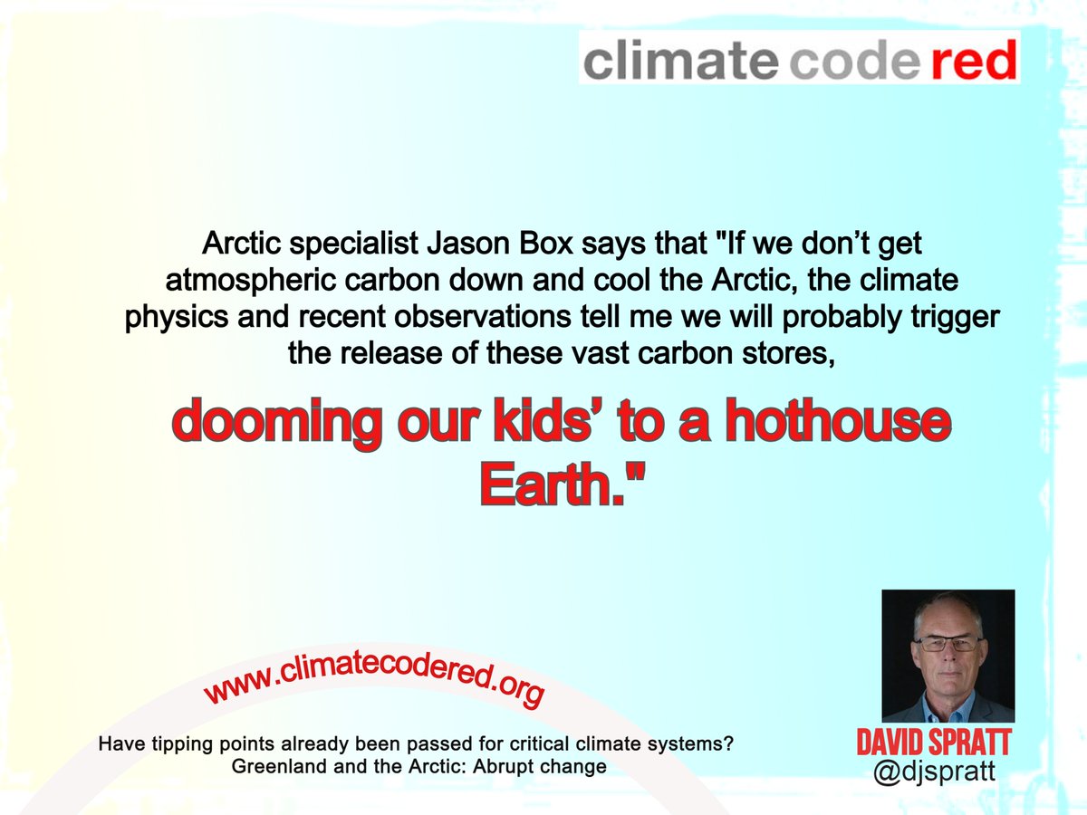 CodeRedEarth's tweet photo. @CelovskyDanny Greenland is "Beyond its viability threshold"
From @djspratt #ClimateCodeRed
-->https://t.co/ZLV13Pduf9
full article
#ClimateCrisis
Have tipping points already been passed for critical climate systems? (3) Greenland and the Arctic: Abrupt change
DAVID SPRATT https://t.co/wQqtC1eFHZ