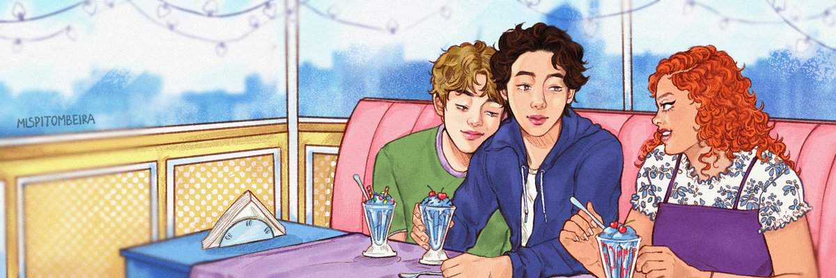 icebluegguk's tweet photo. Benjamin, Samuel e eu enquanto batemos um papo e tomamos sorvete de Blue Ice! Muito obrigada pela arte maravilhosa, Malu! @mlspitombeira 💙💙💙 https://t.co/s1v9T7luZ1