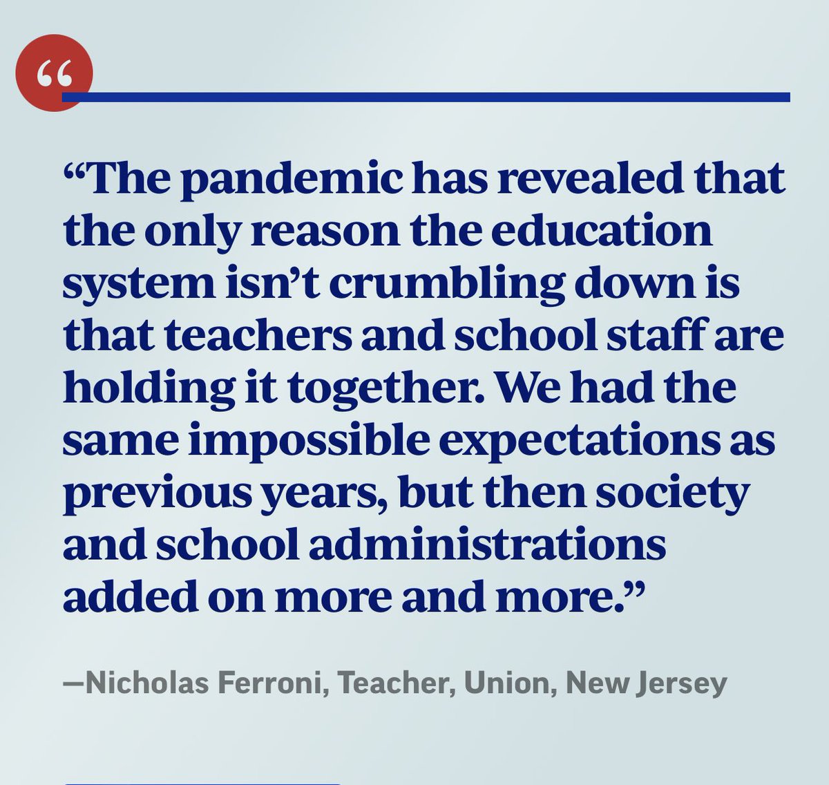 NicholasFerroni's tweet photo. This is the educational equivalent of the film “Don’t Look Up.” There is going to be a teacher exodus, and by then it will be too late. (via @NEAToday) https://t.co/SDsZOq9qWP