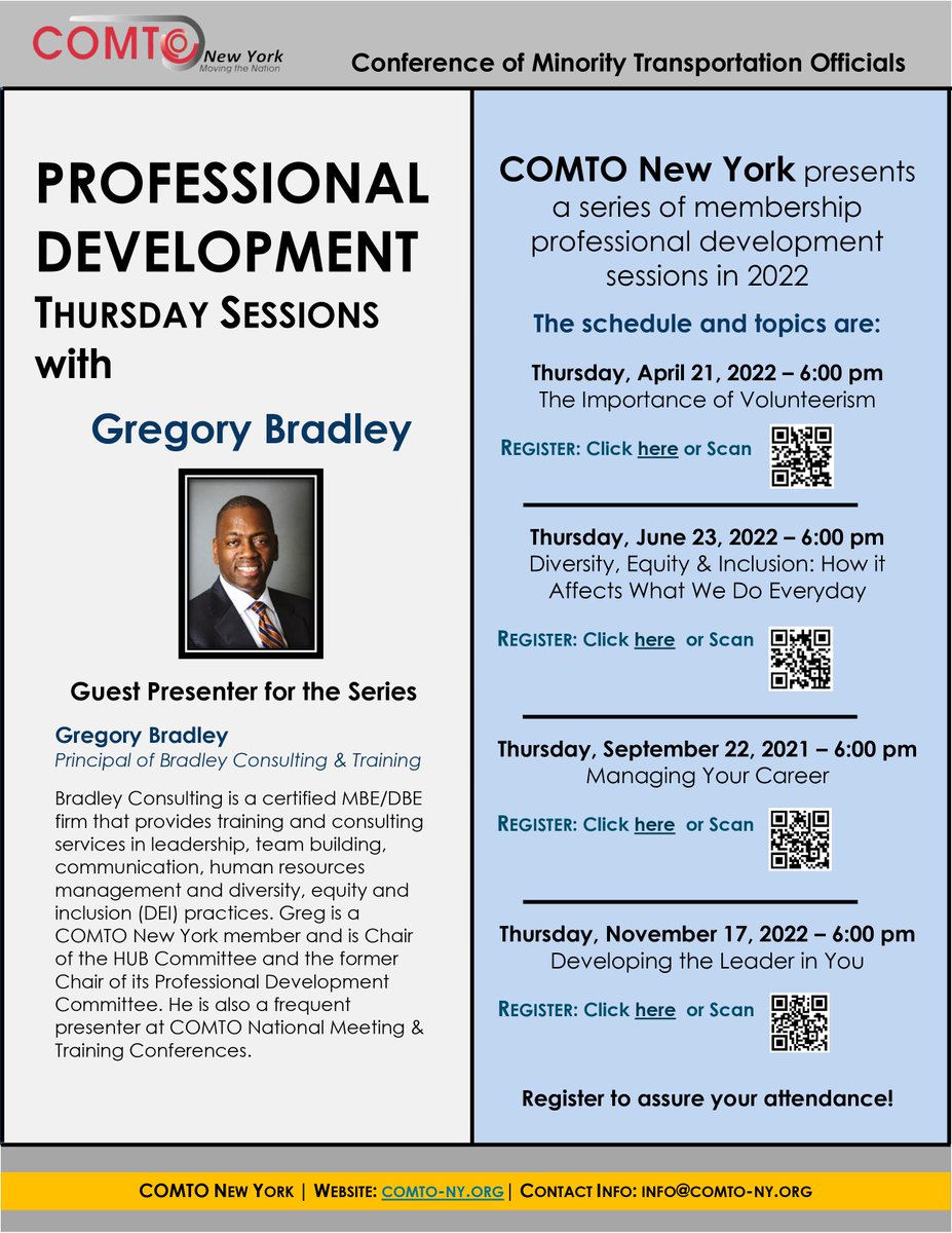COMTO New York (@comtonewyork) on Twitter photo Come join <a href="/comto_ny/">COMTO New York</a>'s #ProfessionalDevelopment Sessions with Gregory Bradley of Bradley Consulting & Training. The first session is: April 21st <a href="/6/">Adrián Lamo</a>:00 PM ET.
Register here: ow.ly/t6WJ50IKYB8
#COMTONY #COMTO Come join <a href="/comto_ny/">COMTO New York</a>'s #ProfessionalDevelopment Sessions with Gregory Bradley of Bradley Consulting & Training. The first session is: April 21st <a href="/6/">Adrián Lamo</a>:00 PM ET.
Register here: ow.ly/t6WJ50IKYB8
#COMTONY #COMTO