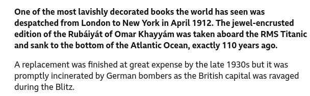 pourmecoffee's tweet photo. This guy.

"The book that sank on the Titanic and burned in the Blitz" https://t.co/P00TnYOGWg https://t.co/cuw6zgeP1w