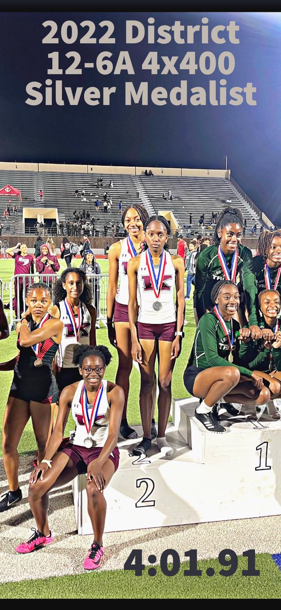 KHSLadyRoosTF's tweet photo. Running 4:01 and taking 2nd was not the goal but after a dropped baton we will take it!! Itโs all about surviving and advancing!! #trackandfield #UnfinishedBusiness #trainmad #runmad https://t.co/uGPnY1Anm9