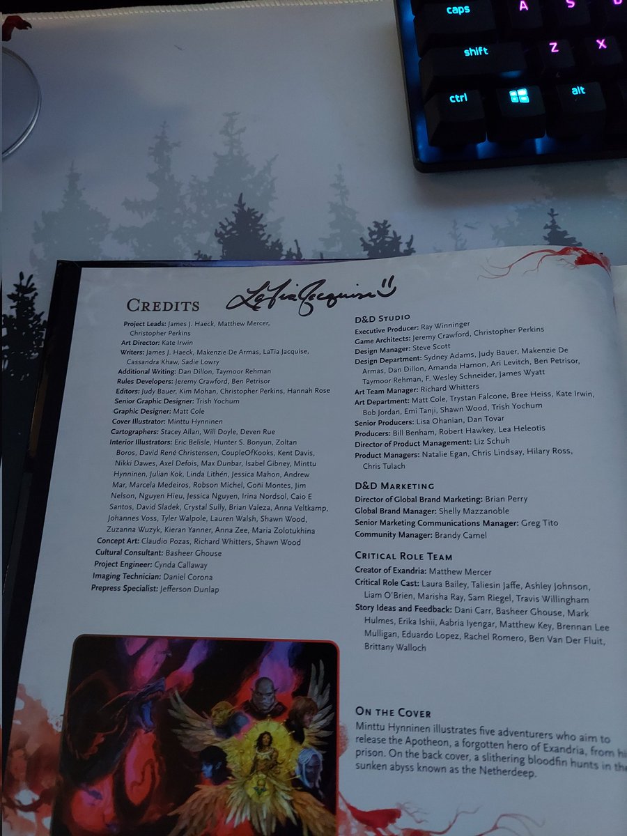 TaylorShadow22's tweet image. Went to my local nerd store recently and picked up @CriticalRole Call of the Netherdeep and on the cashier swapped out the copy I had grabbed for their last copy signed by the amazing @LaTiaJacquise 
So cool I'm so happy to have this I'm my collection!!