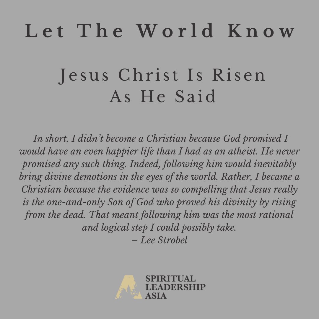 LeeStrobel's tweet photo. RT @njsundararaj: The greatest story ever told is worth passing on to those who have never heard it. @SLC_Asia @LeeStrobel #Easter https://t.co/iMZmgK2lC8
