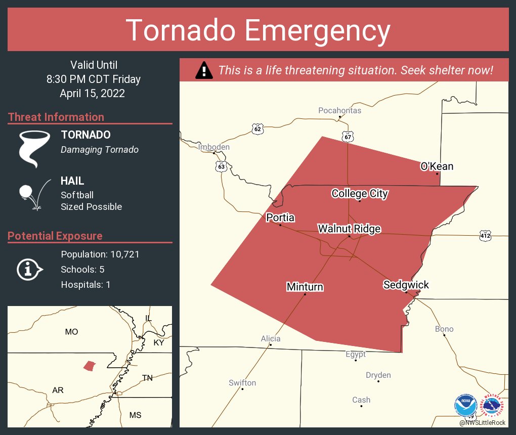 NWS Tornado on Twitter "Tornado Emergency continues for Walnut Ridge
