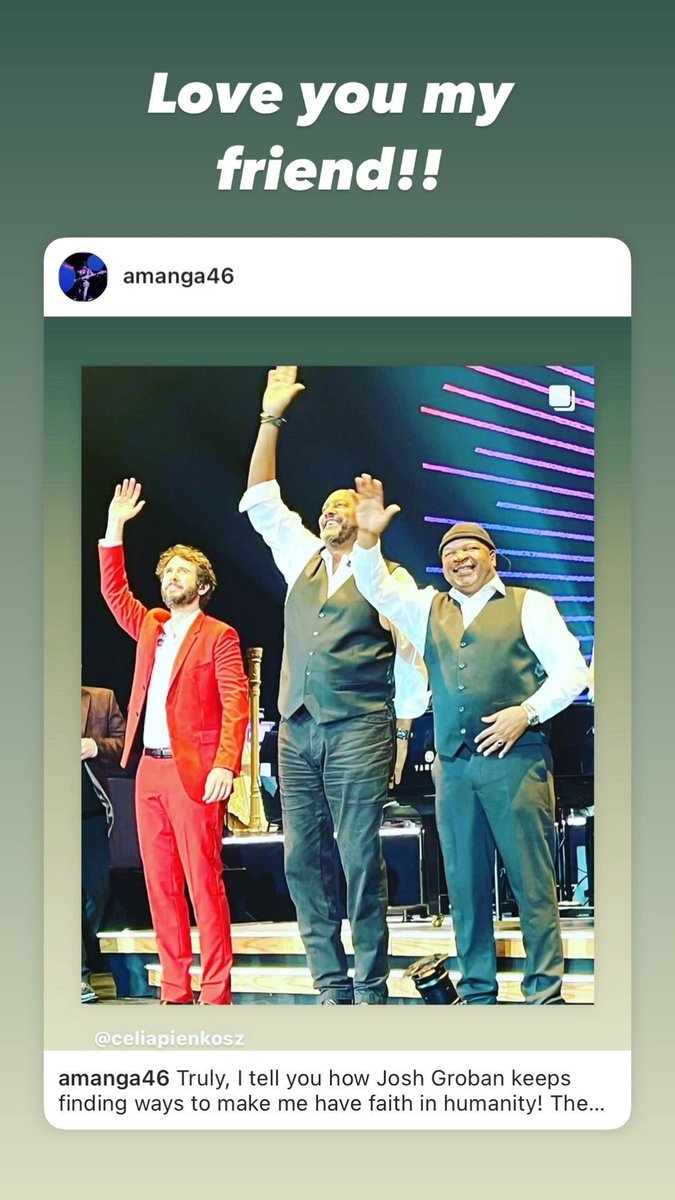Timpanist's tweet photo. #instastory from .@joshgroban "Love you my friend!!" π @amanga46 #Groband #love https://t.co/Psp6ci4DTP