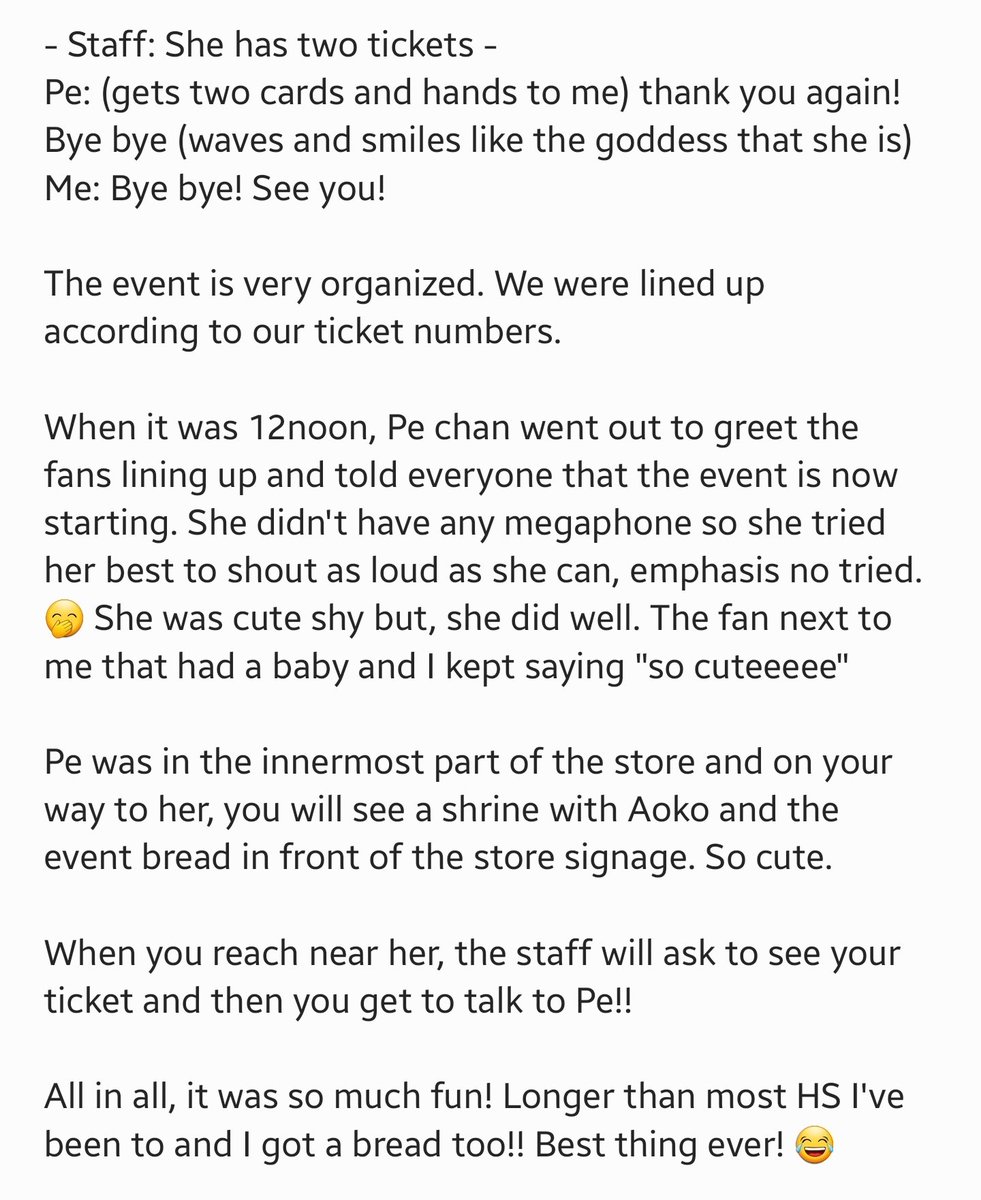 ariadne32391's tweet photo. I had two tickets for the 12noon slot.

The event is very much worth the price. Pe and I talked longer than I expected. I got two handwritten cards and 2 bread. 🤭

Congrats Pe chan on your event! Here's to more events in the future! 🎉🎉🎉

#ぺーちゃんのBakery https://t.co/qZCk6Vwq09