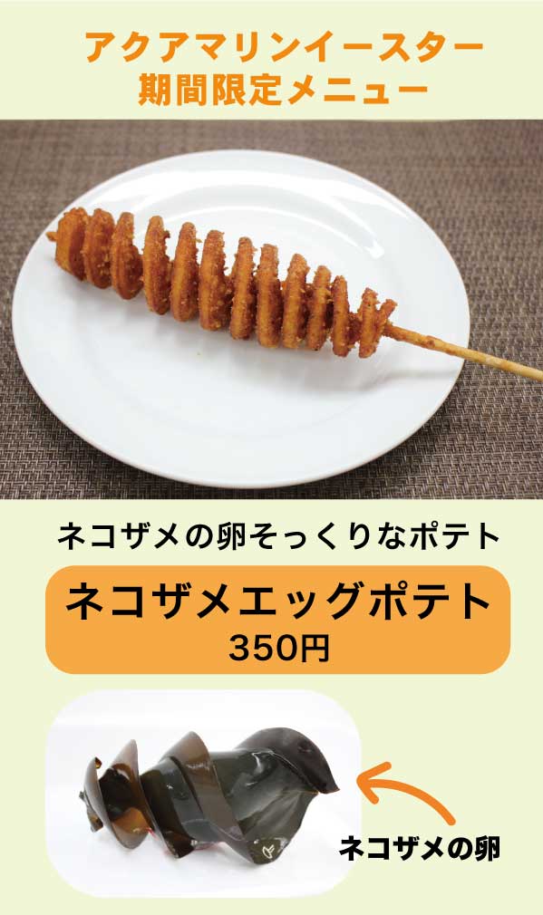 公式 アクアマリンふくしま アクアマリンイースター開催中 レストランでは期間限定メニューを販売しています 5月8日まで ネコザメエッグポテト 海の卵6種盛 イースター 卵 アクアマリンふくしま T Co Jqzplyt7oy Twitter