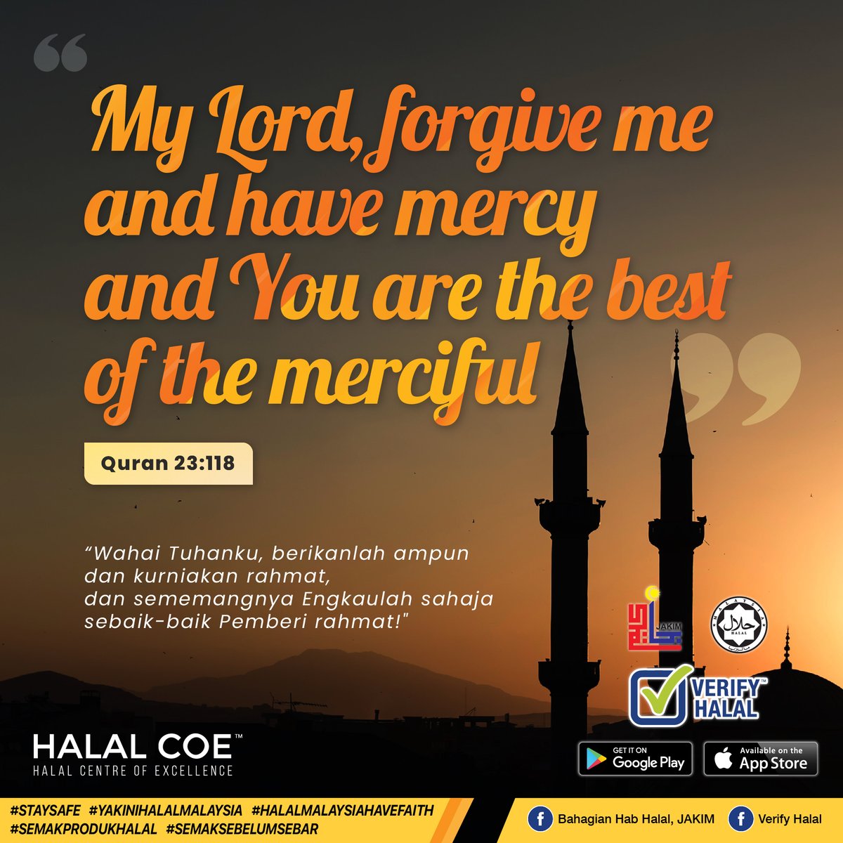 May Allah enlighten us through the Quran and give us the ability to carry on learning, implementing, and teaching it. Aamiin 💚🤲🏽

Download Verify Halal app today!

(iOS) bit.ly/VerifyHalaliOS
(Android) bit.ly/VerifyHalalAnd…

#halal #halalantoyyiban #salam #love #greeting