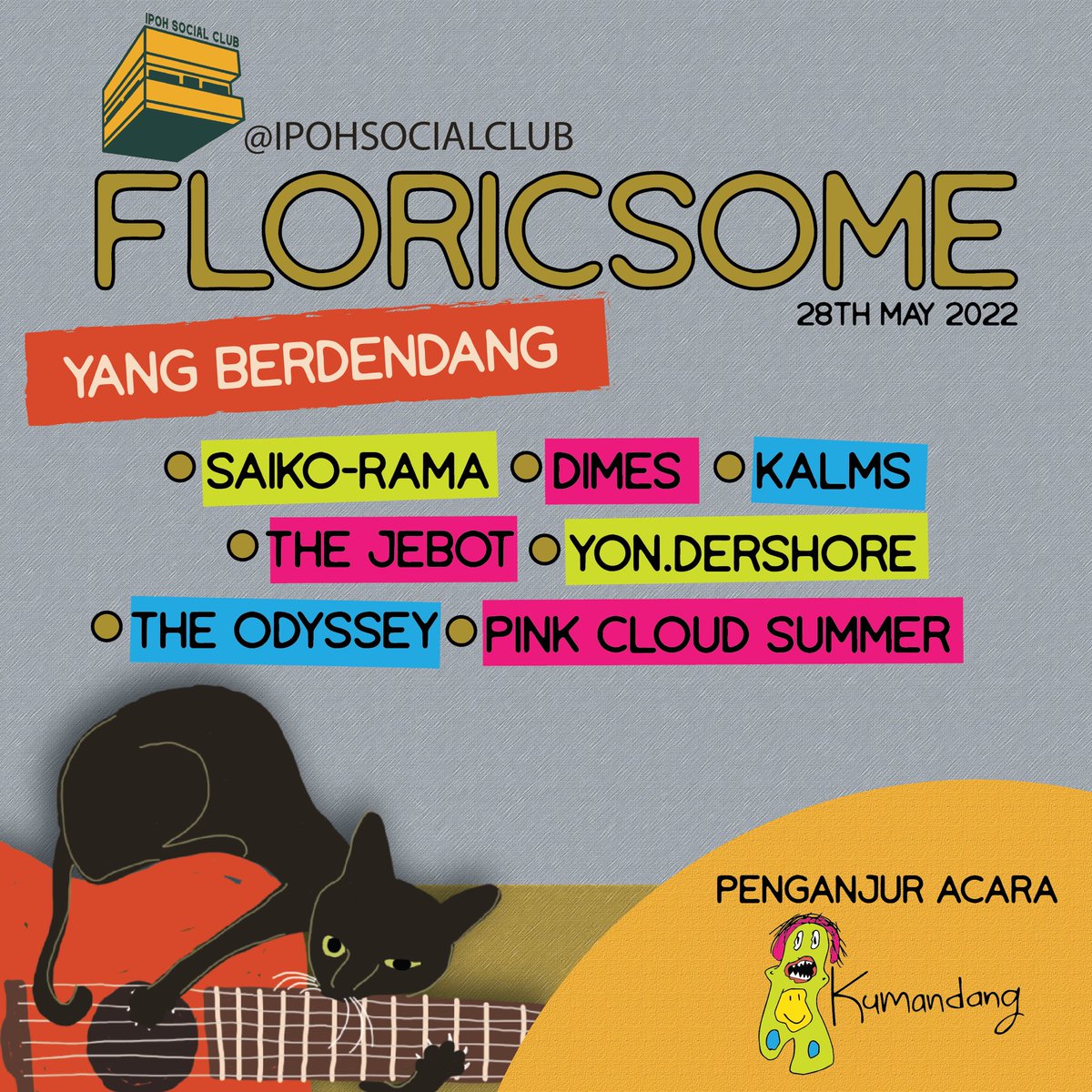 kumandang_zine's tweet photo. official line up dah keluar! come check these guys out! 🎸🎶

#saikorama
@dimesmp3 
#kalms
#thejebot
#yondershore
#theodyssey
#pinkcloudsummer

all further details and tickets will be announced soon :-)) yang penting line ups dah sudi. thank you for all the support! https://t.co/HmosF7cNP6