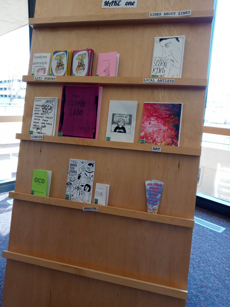 Lanin1Van's tweet photo. So I took a trip to one of the OPL branches (W Dale Clark) and finally got to look at some of their Zines! They were honestly so cool and fun to look at. I decided to share a few photos I took of them. If you ever get the chance take a look! #TLDE2022 https://t.co/lHQrJZmnd0