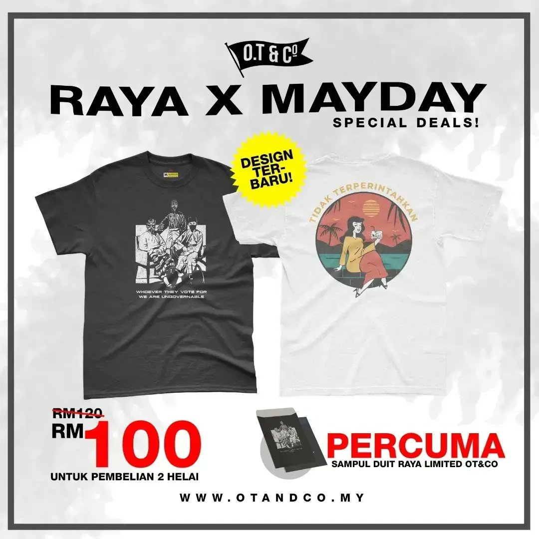 org_terlarang's tweet photo. TAWARAN ISTIMEWA RAYA X MAYDAY SEDANG BERLANGSUNG!

SETIAP 2 HELAI PEMBELIAN AKAN MENERIMA SAMPUL RAYA SECARA PERCUMA!

RM100 UNTUK DUA HELAI, PILIH SAJA BAJU MANA KAU NAK, AKU MALAS NK SPESIFIKASIKAN. OK?

TEKAN https://t.co/ekclkHsAfh sekarang! https://t.co/8Q6mb5ByWe