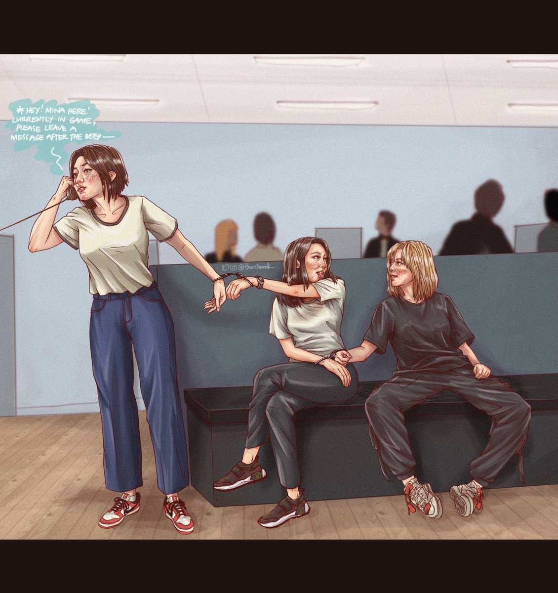 thurilluwalk's tweet photo. Nayeon probably started the chaos lol 
My favorite #TWICE trio!!!! 👌🏻

#3mix the hangover au
#Nayeon #Jeongyeon #Jihyo #2yeon #fanart (waddup, I’m baaack!) https://t.co/7arwo8n05F