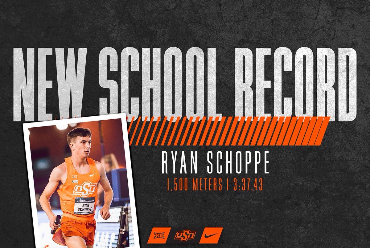 Oklahoma State XC/T&F (@run4okstate) on Twitter photo ANOTHER SCHOOL RECORD OUT WESTโผ๏ธ
<a href="/RyanASchoppe/">Ryan Schoppe</a> breaks the school record in the 1,500 Meters with a time of 3:37.43 ๐คฏ
#GoPokes I #run4okstate ANOTHER SCHOOL RECORD OUT WESTโผ๏ธ
<a href="/RyanASchoppe/">Ryan Schoppe</a> breaks the school record in the 1,500 Meters with a time of 3:37.43 ๐คฏ
#GoPokes I #run4okstate