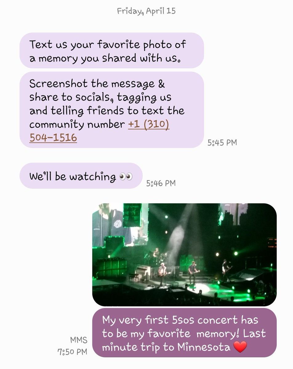 stephydearestxo's tweet photo. My very first @5SOS concert ! Best memory!  Make sure to connect with them!! +1 (310) 504-1516 :) https://t.co/TcGsBEmZWJ