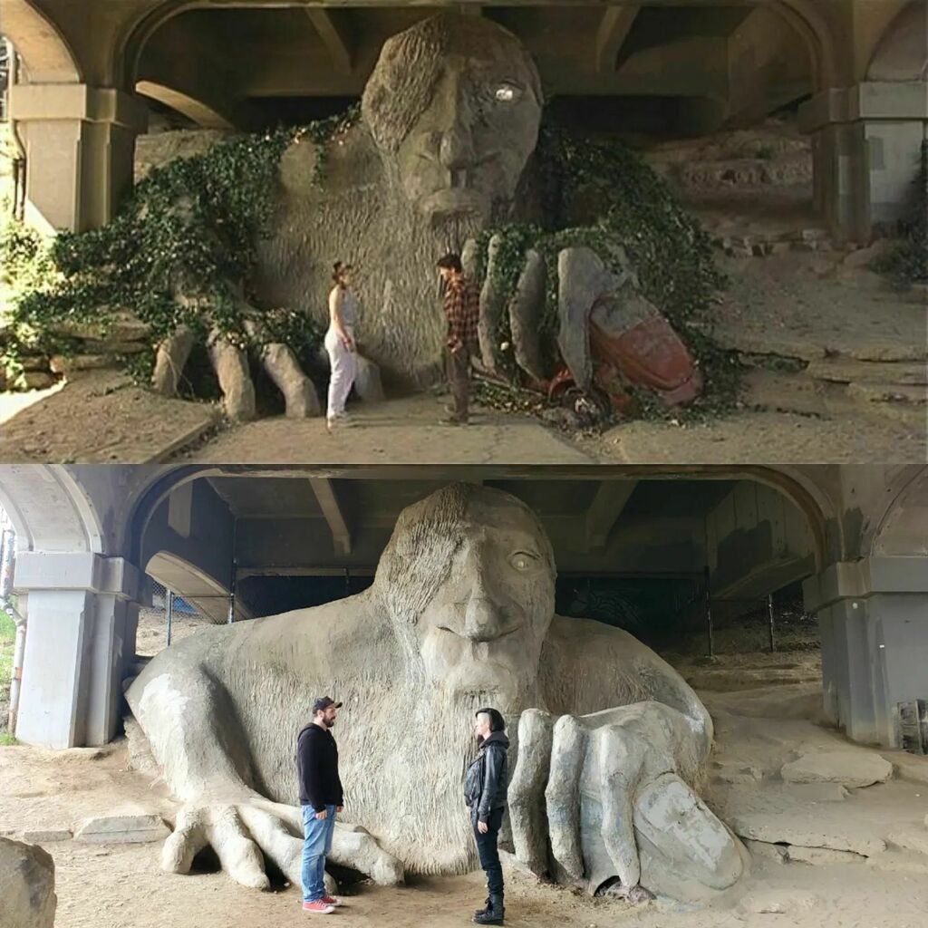 zenny's tweet photo. The Fremont Troll as seen in 10 Things I Hate About You (1999).
[Oh. My. Goodness. So happy to get a shot from this movie. SO HAPPY. Also bless strangers who offer to take a photo for us then tolerate us being weird for it. Ha!)
#24FramesPerMile #TimA… https://t.co/8hv1ZJisHq https://t.co/5VJo1Y1wSi