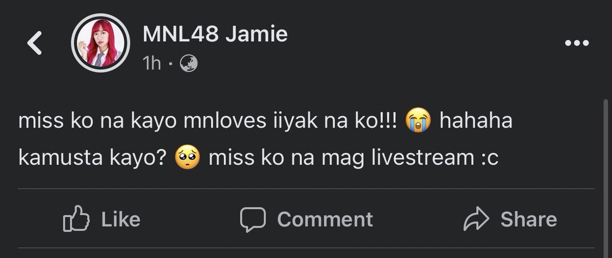 [220416] #MNL48Jamie's Facebook Status Update 💜

#MNL48Jamie #MNL48
#MNL48Jamieows