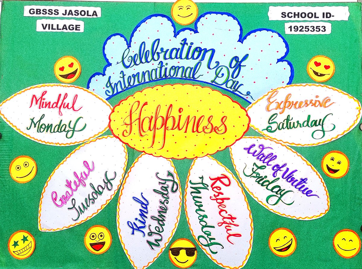 Happiness 😃😇☺😊
. 
. 
#happiness  #DelhiGovtSchool #bulletinboard #art #Color
#creativity @Dir_Education @msisodia @HappinessDelhi @actionhappiness @DelhiTherapy @PbpandeyB