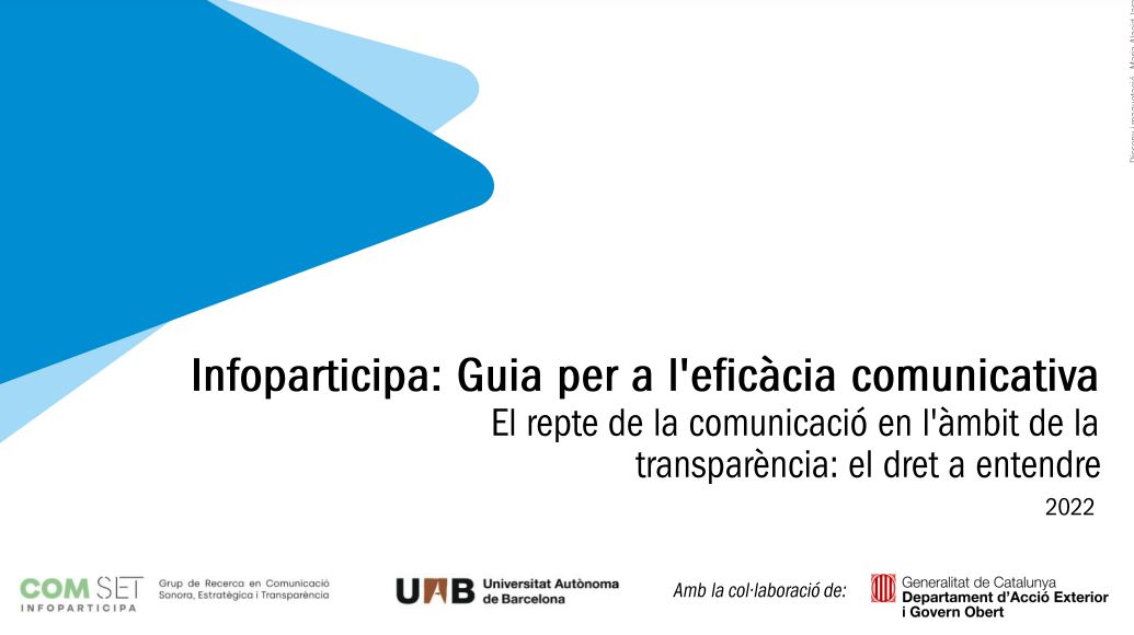 governobertcat's tweet photo. Es presenta la Guia per a l'eficàcia comunicativa al món local 

Una guia pràctica i àgil elaborada per @MInfoparticipa de la @UABBarcelona 

🔗 https://t.co/c3olxxCR6w https://t.co/jTbrYY6Tnm