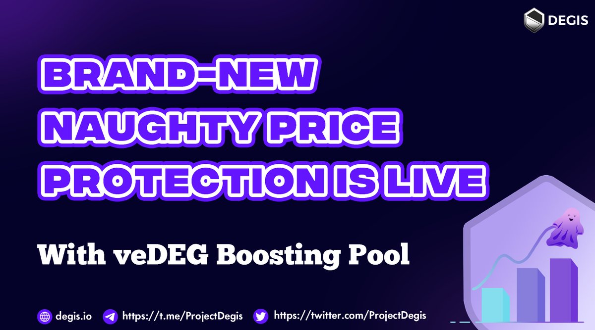 💥Brand-new naughty price protection with the veDEG boosting pool is live!!!

Go to degis.io/protection/nau… 🤩

Don’t forget to claim veDEG to boost your mining yield🚀

Protection starts here🛡️