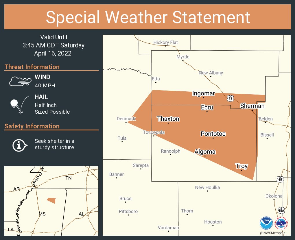 NWS Memphis on Twitter "A special weather statement has been issued