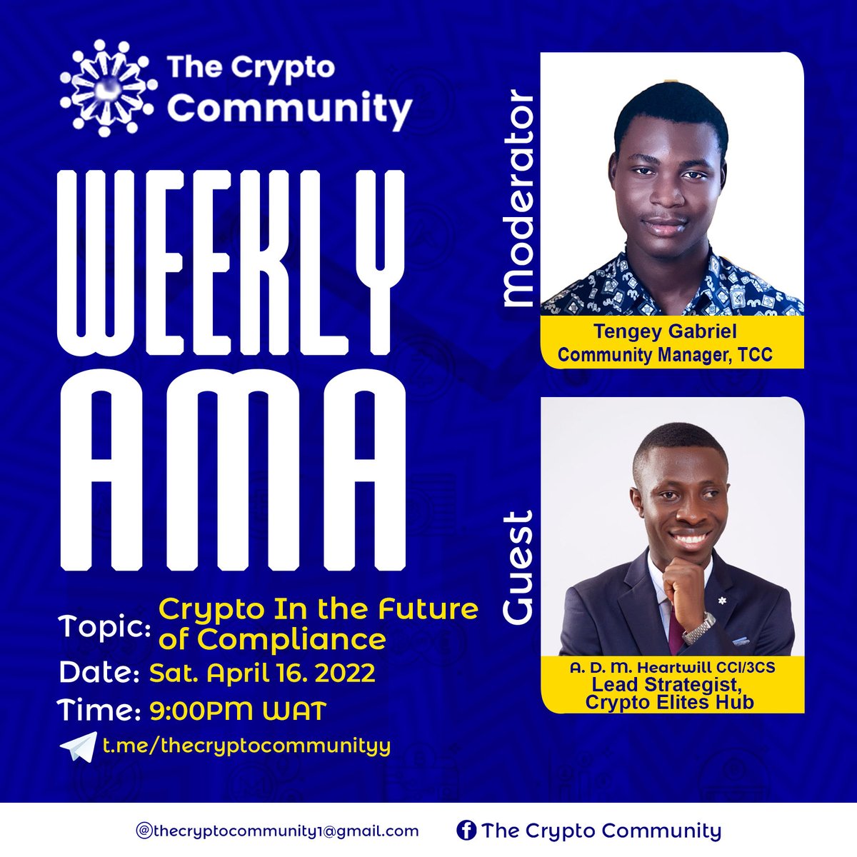 Today’s discussion would be on compliance 

If we’re seeking adoption of cryptocurrencies then we need to be open to regulations.

Join me today for this insightful meeting 

See you soon 

#compliance #bitcoin #blockchain