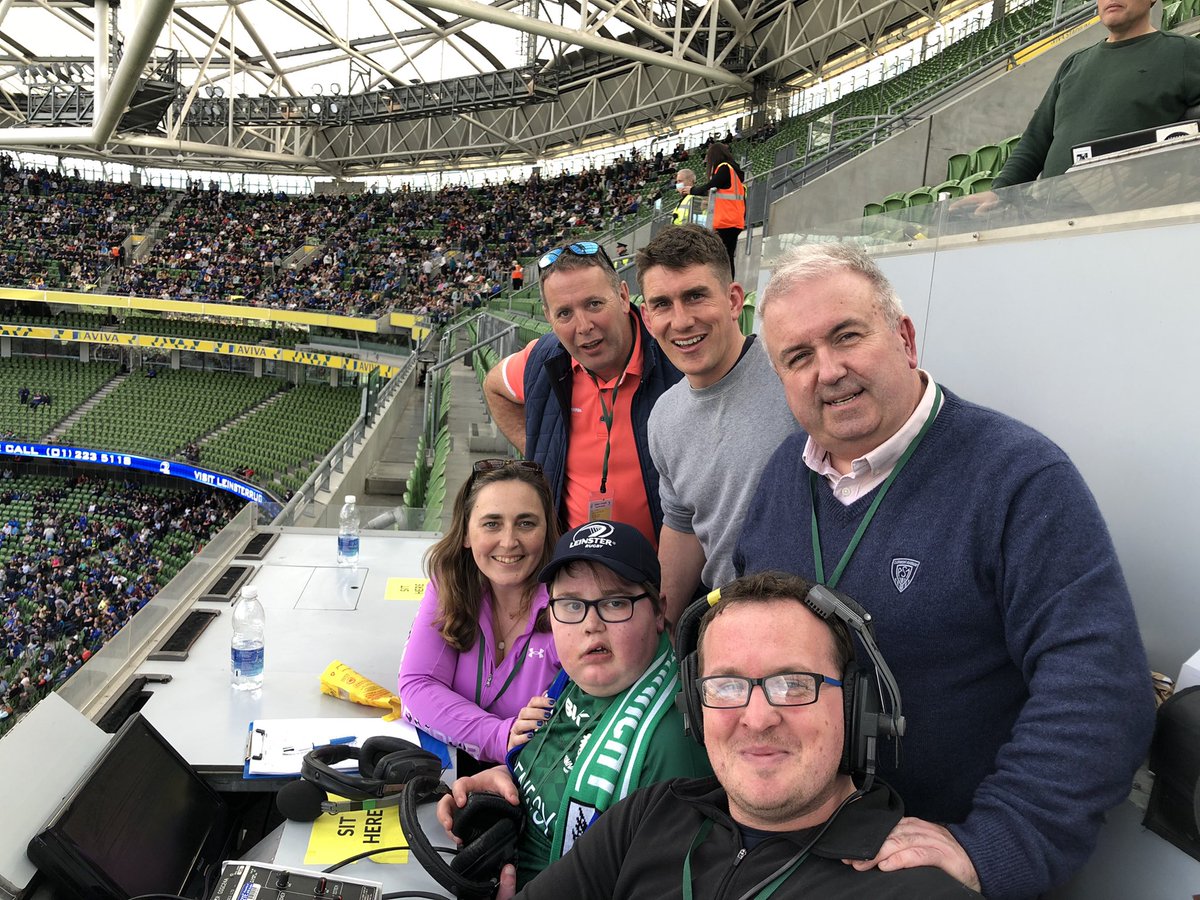 damien_omeara's tweet photo. Forgot to post this yesterday! 

Match 11 of 2022. Delighted to be able to welcome Adam Reddington &amp; his family to the Aviva for @leinsterrugby vs @connachtrugby. 

Hoping a day with us didn’t dampen his interest in broadcasting and rugby. A great addition to our team https://t.co/94tRFi9PVk