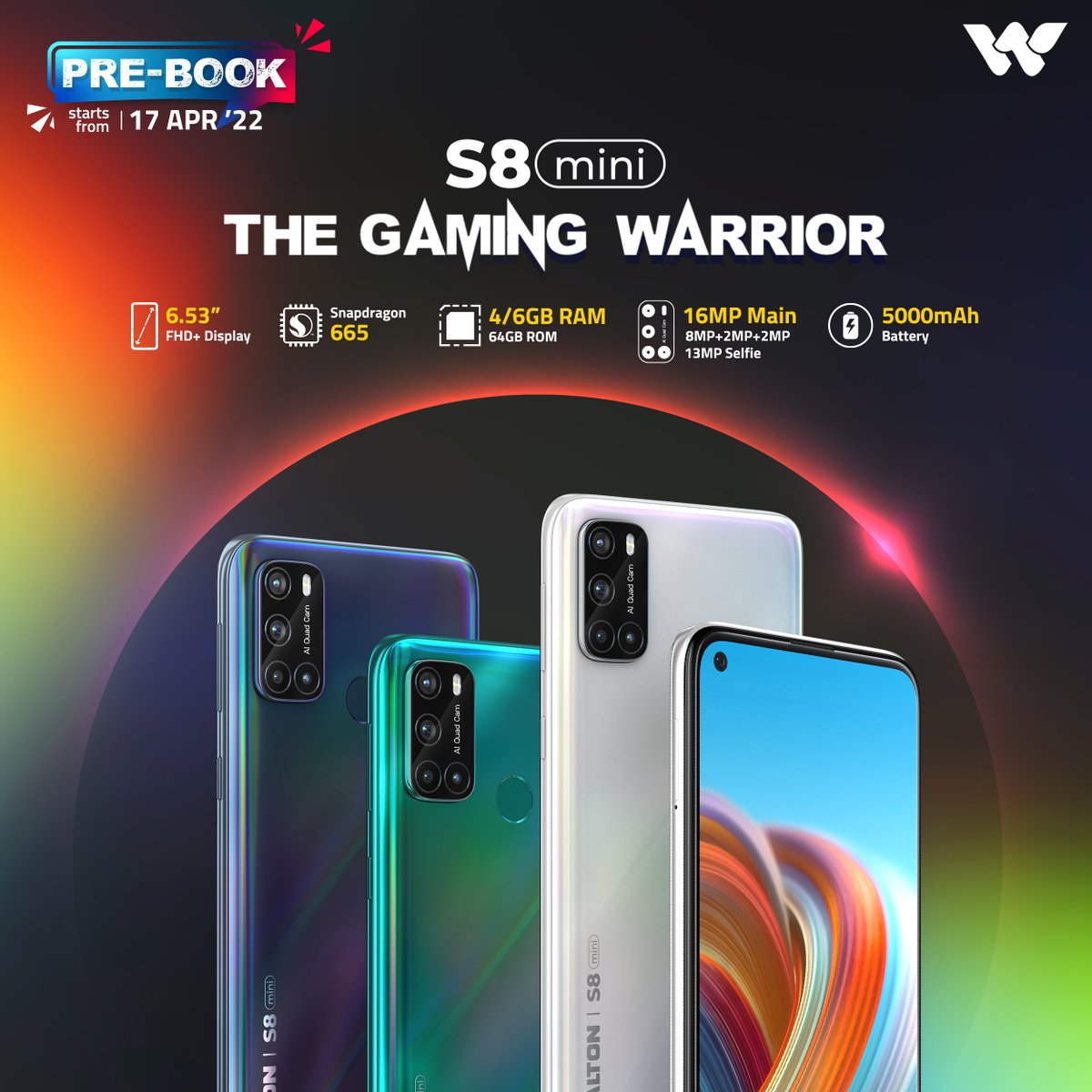 mobile_walton's tweet photo. The wait is over. The dragon reawakens with even more powerful specs and features. We present you the #PrimoS8Mini, #TheGamingWarrior. Pre-book starts on 17 April 2022. Get amazing gifts and cash discounts on Pre-Book.
Handset Details: https://t.co/VGYhgTUgNt https://t.co/hT2XyMDVT5