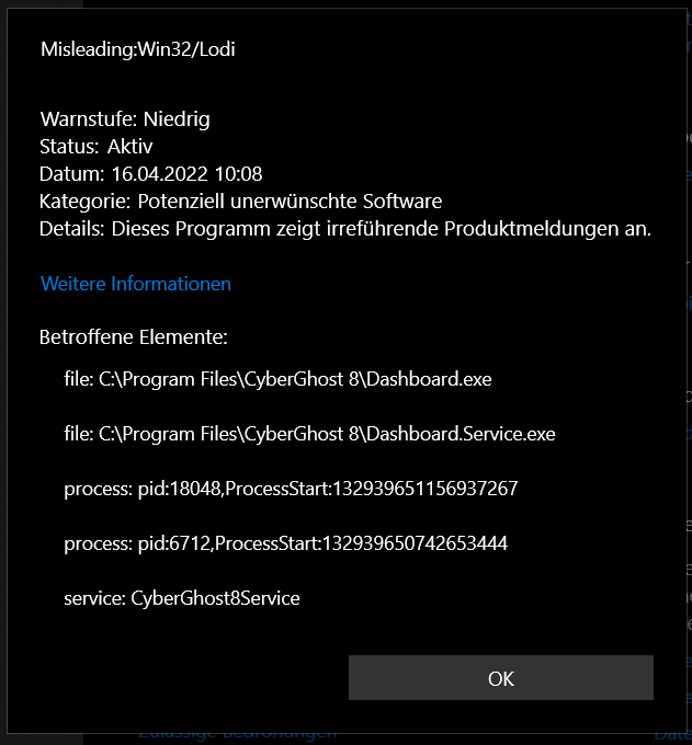 M0wLaue's tweet photo. @CyberGhost_EN is this a false positive or a real problem? (detected by microsoft defender) https://t.co/xgKjs7k4t5