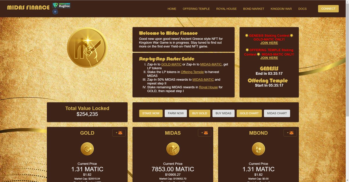 Midas__Finance's tweet photo. Soooo good to see a site with GUIDE!

- Step-by-step Starter Guide for newbie, won't be lost again!
- Countdown of Genesis -- tick-tock
- Countdown of next launch -- ticking-tocking
- Giveaways!! -- added Offering Temple Staking Contest! 

What is the rewards... Stay-tuned!! https://t.co/l4gwafhpj7
