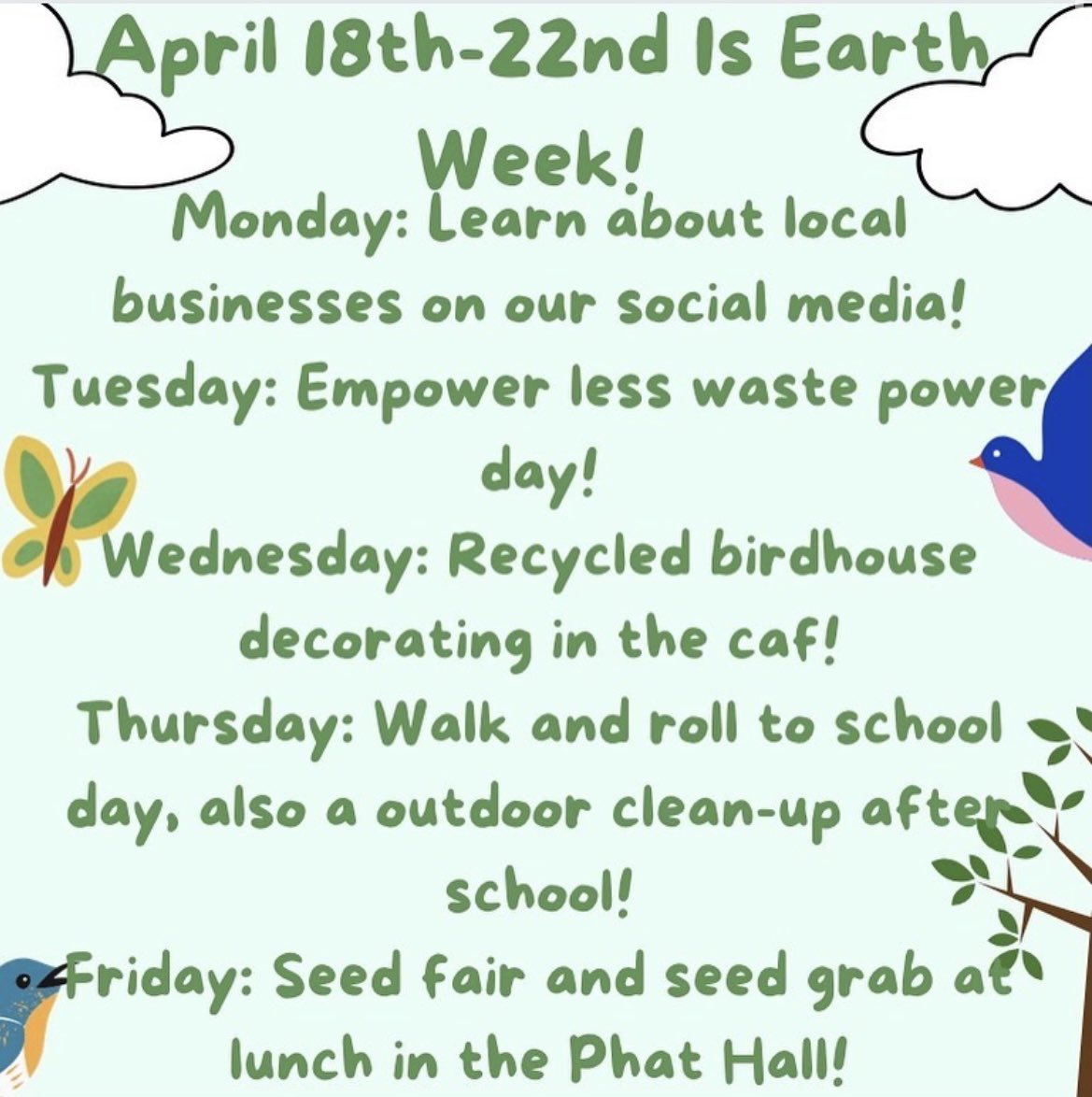 April 18th-22nd is Earth Week! Get excited! Check out all these awesome events and initiatives YOU can be part of lions!🌏💚