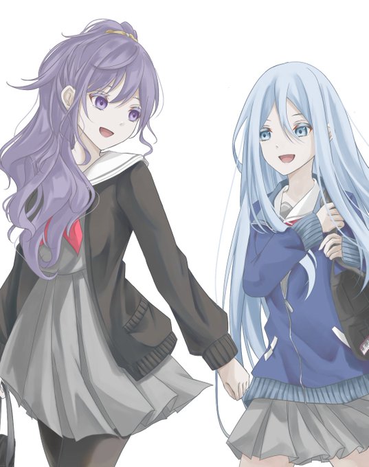 「light blue hair school uniform」 illustration images(Popular)｜5pages