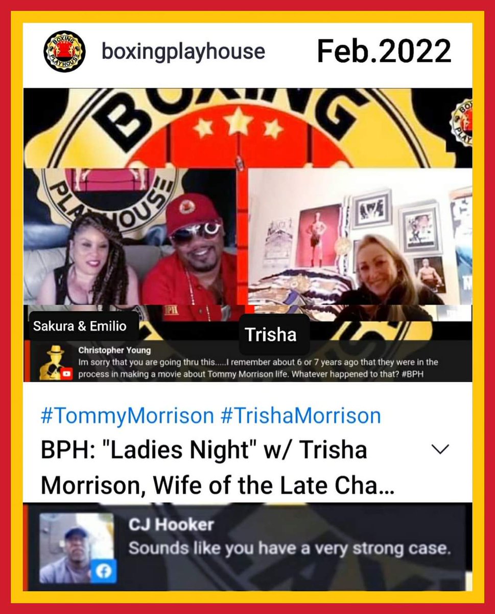 trisha_tommy's tweet photo. ♥️THANK YOU Sakura Armstrong and #BOXINGPLAYHOUSE #BPH ♥️
Watch  Trisha Morrison, Wife of the Late Champ Tommy Morrison" on YouTube
https://t.co/pMT8bP8xmN
( there is a short break between Time Stamp: 46:35 and 50.20 due to the internet.!! )but please watch to the end.📌
🙏♥️🙏 https://t.co/GZpj9tnFf4