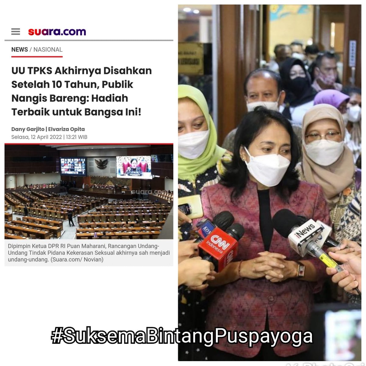 GegarTanata's tweet photo. Kado bagi perempuan Indonesia, RUU TPKS sah menjadi Undang-Undang
#SuksemaBintangPuspayoga https://t.co/Oyt6e8cDjs