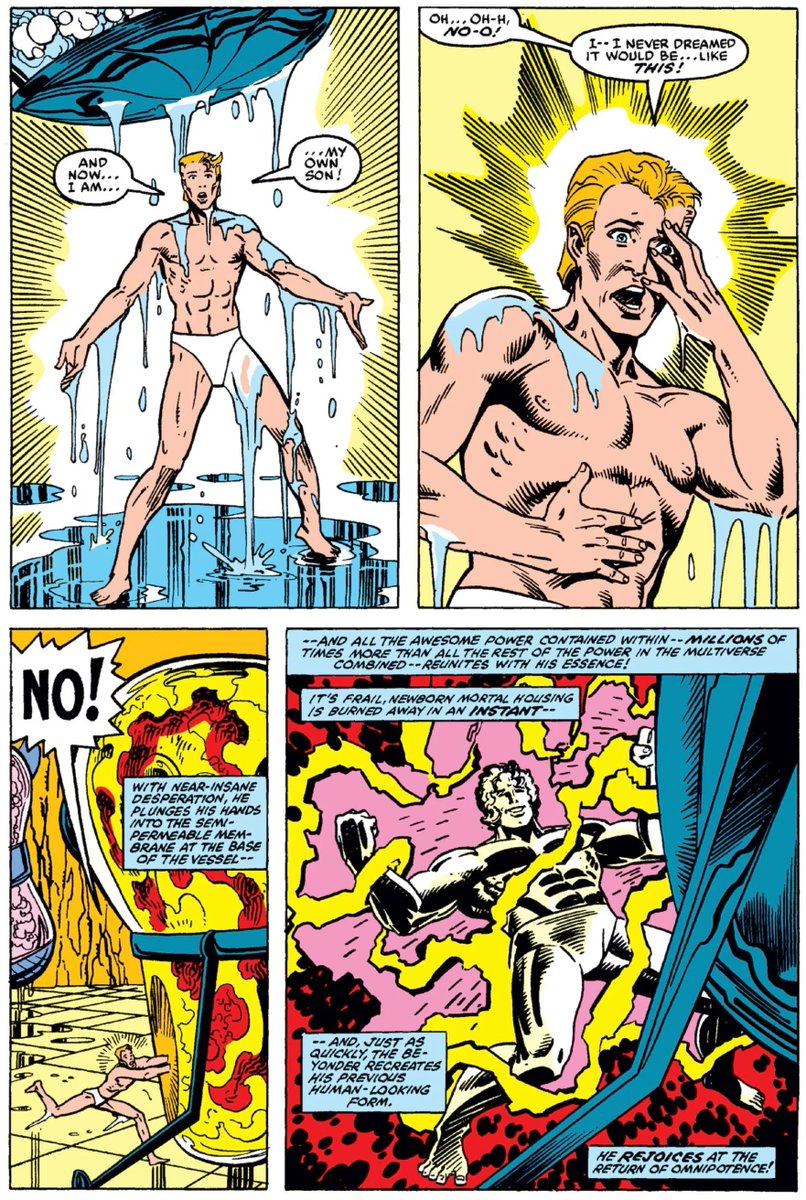 MarvelDailyArt's tweet photo. The Beyonder is reborn as a mortal…but he immediately panics and returns to his omnipotent form! He needs to adjust the machine so that he can have a mortal body while still retaining his power. But will he have enough time to complete the process?? #marvel #secretwarsii https://t.co/rwzP1UrQIN