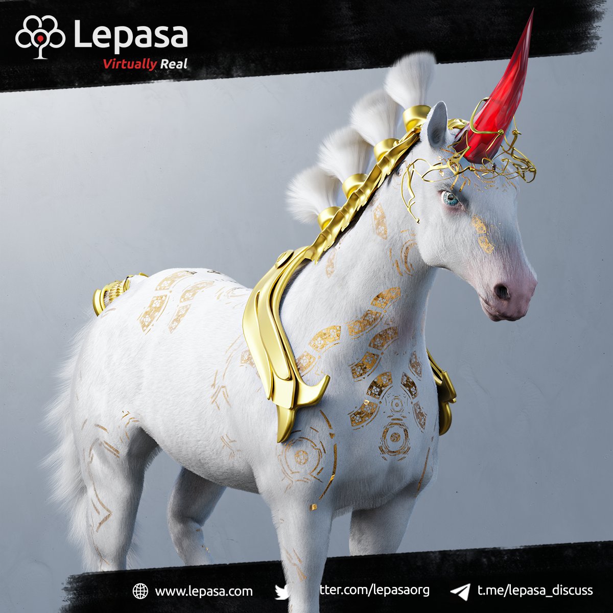 Lepasaorg's tweet photo. Lepasa #Magicorn has got the traits of a warrior with its heroic deeds. It looks as white as snow &amp; its forehead horn that's made of pure ruby adds a more gallant gesture.

#Lepasa NFTs are the rarest &amp; of course #NotJustJPEGs ! https://t.co/UtsoAKfN0R