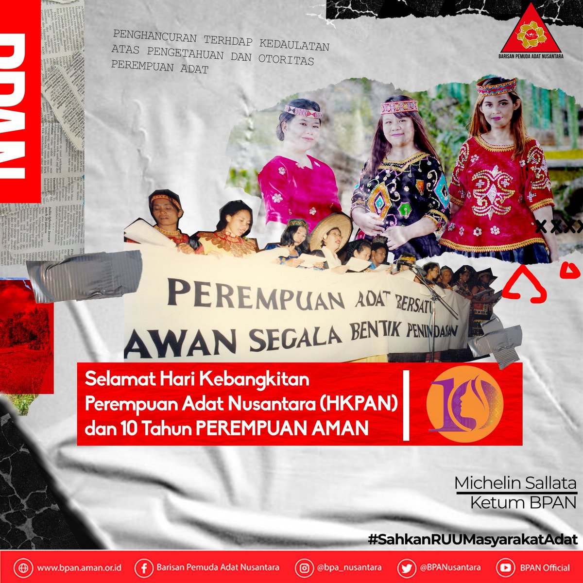 BPANusantara's tweet photo. Selamat Merayakan Hari Kebangkitan Perempuan Adat Nusantara 2022 & 10th berdirinya PEREMPUAN AMAN.
“Penghancuran terhadap Kedaulatan atas pengetahuan, Otoritas Perempuan Adat".
@RumahAMAN
#HKPAN2022
#10THNPEREMPUANAMAN
#Perempuanadat
#SahkanRUUMasyarakatAdat https://t.co/hBk9hPeHCF