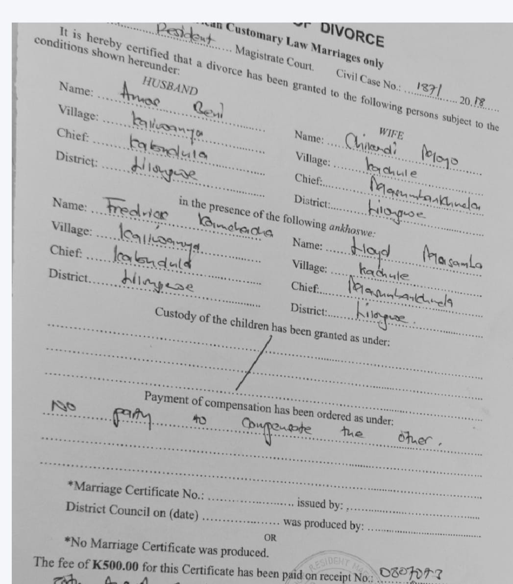Gospel Kazako, Malawi's Information Minister, is set to marry daughter of late Mwalamoyo on Monday. Contrary to reports that the Minister using his influence has snatched the woman, evidence shows she divorced her former hubby in 2018, two years before she met the minister