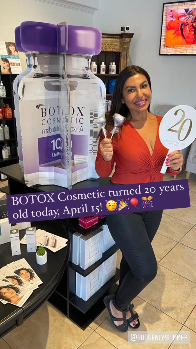 Happy 20th birthday to the one and only <a href="/botoxcosmetic/">BotoxCosmetic (onabotulinumtoxinA)</a> 🎂🎉!  Our team at <a href="/SuddenlySlimmer/">Suddenly Slimmer Med Spa</a>.honors the original neuromodulator, now 20 years old! 

Call ☎️602-952-8446 suddenlyslimmer.com/botox-phoenix/
.
.
#Botox #birthdayBotox #BotoxCosmetic #Allergan #neuromodulator #AllerganAesthetics