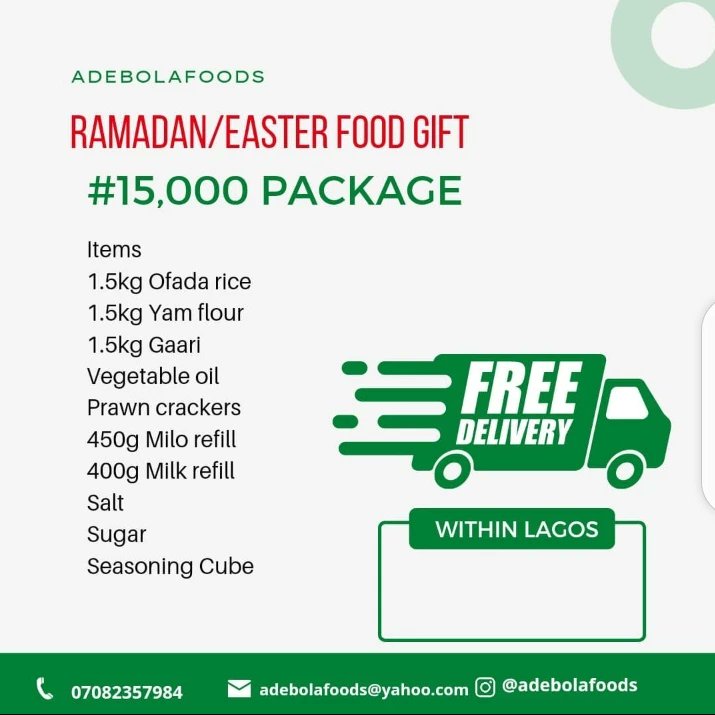 adebolafoods's tweet photo. For your Easter &amp; Ramadan package, kindly contact us on Instagram: @ adebolafoods
Whatspp: 08089892151 https://t.co/NxKiLwPTFl